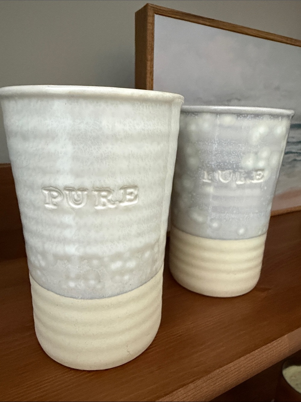 Anthropologie Free From Negativity Ceramic Cups Blue NWT